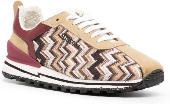 Missoni striped lace-up sneakers Brown
