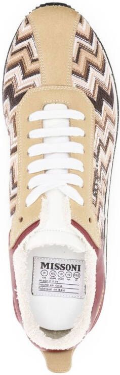 Missoni striped lace-up sneakers Brown