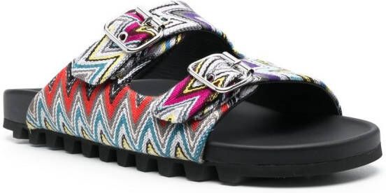 Missoni zigzag-design slides Black