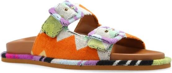 Missoni zigzag-knit buckled sandals Orange