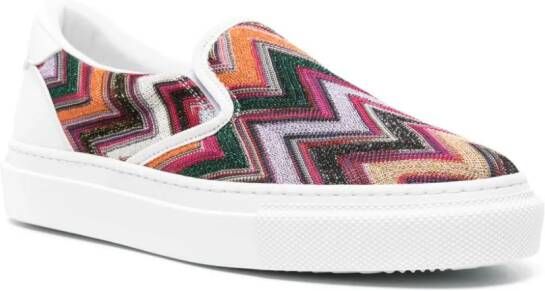 Missoni zigzag-pattern lurex-detail sneakers White