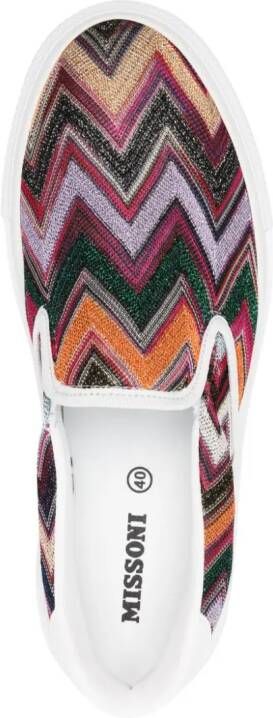 Missoni zigzag-pattern lurex-detail sneakers White