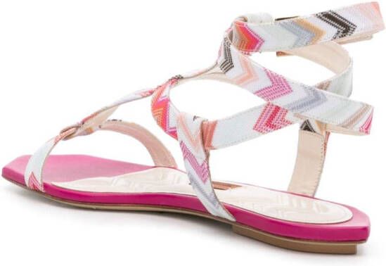 Missoni zigzag-woven caged sandals Pink