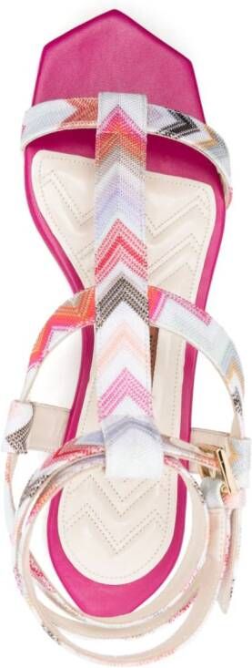 Missoni zigzag-woven caged sandals Pink