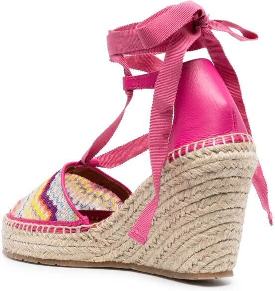 Missoni zigzag-woven wedge espadrilles Pink