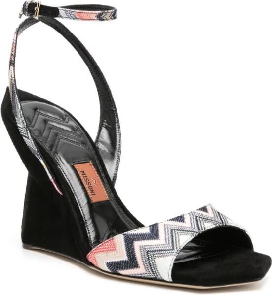 Missoni zigzag-woven wedge sandals Black