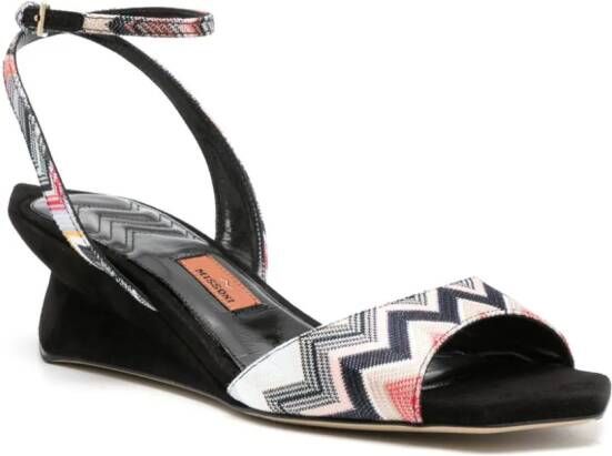 Missoni zigzag-woven wedge sandals Black
