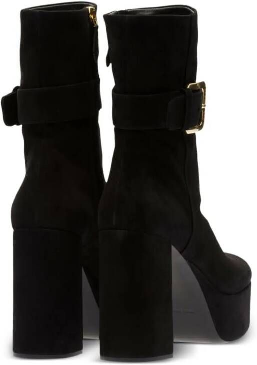 Miu 110mm platform suede boots Black