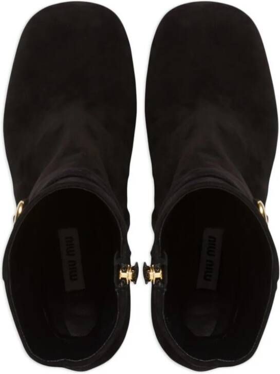 Miu 110mm platform suede boots Black