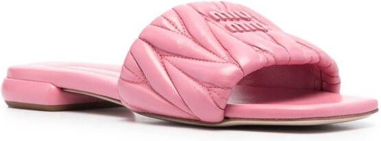 Miu 20mm quilted open-toe leather sandals Pink