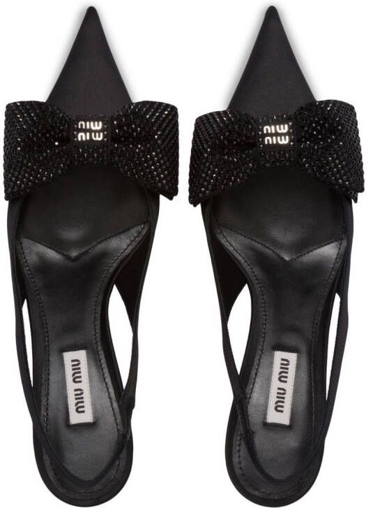 Miu 50mm satin slingback pumps Black