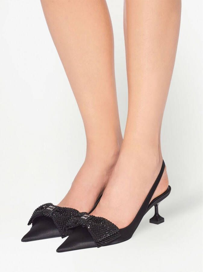 Miu 50mm satin slingback pumps Black