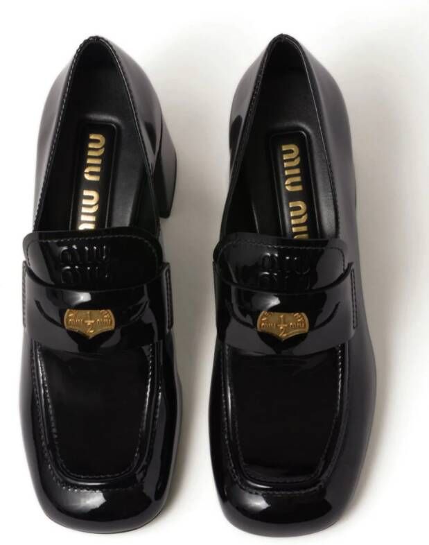 Miu 65mm leather penny loafers Black