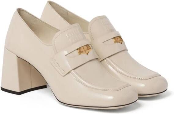 Miu 65mm leather penny loafers White