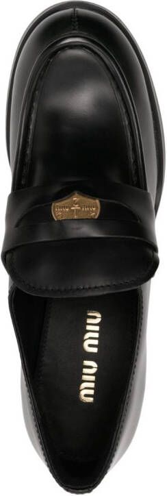 Miu 70mm leather penny loafers Black