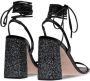 Miu ankle tie-fastening glitter sandals Black - Thumbnail 3