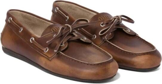 Miu bleached leather loafers Brown