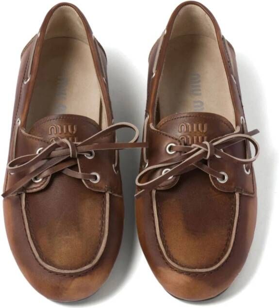 Miu bleached leather loafers Brown
