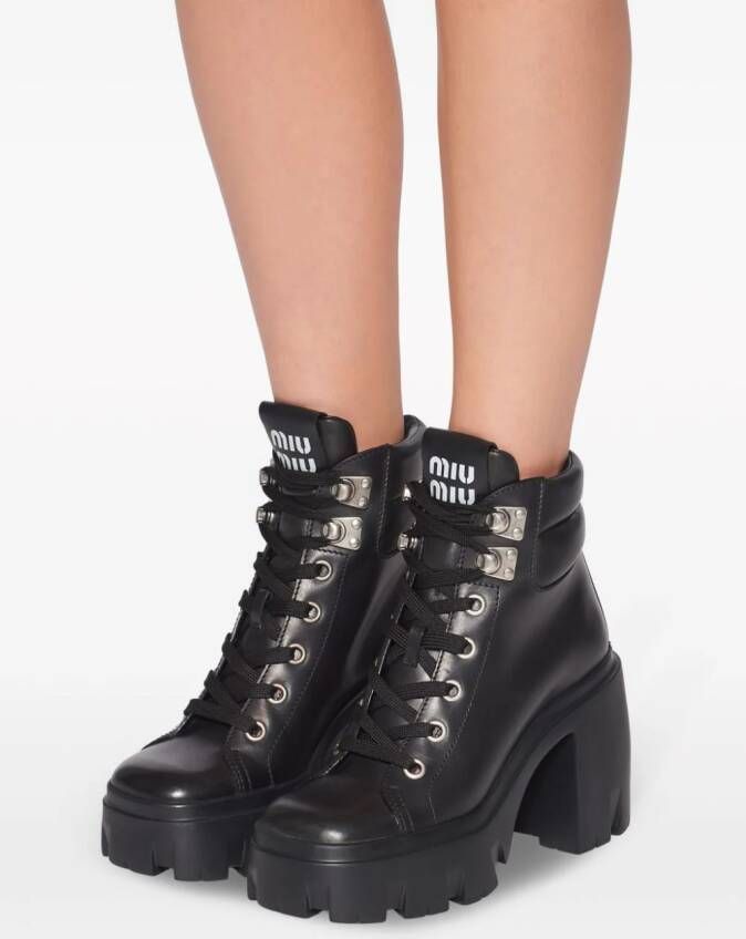 Miu block-heel ankle boots Black