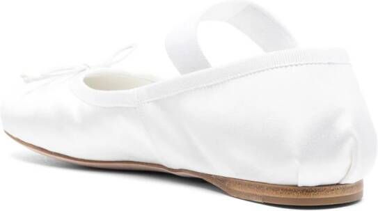 Miu bow-embellished satin ballerina shoes White