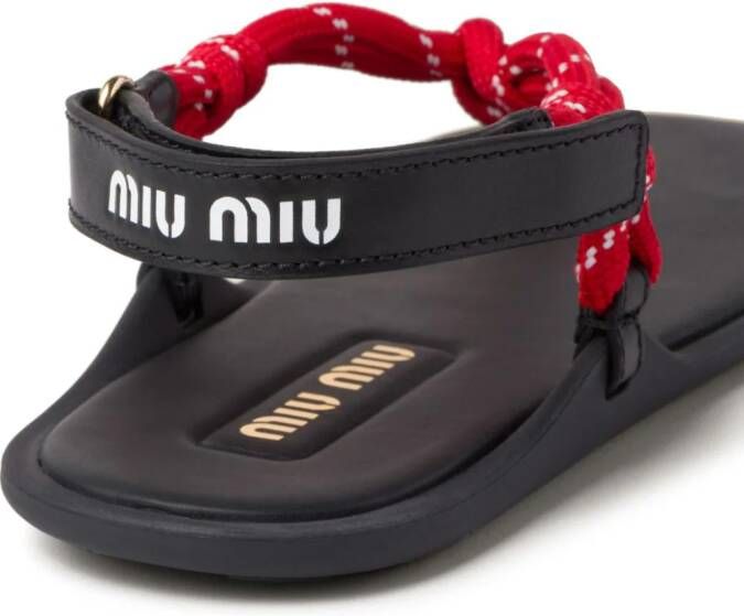 Miu cord-strap leather sandals Red