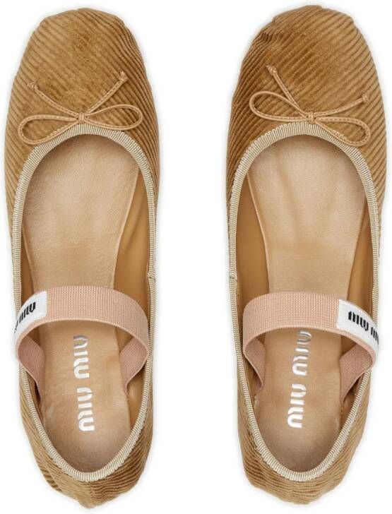 Miu corduroy ballerina shoes Brown