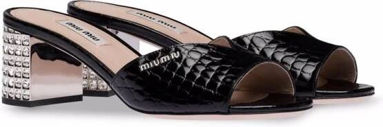 Miu crocodile-effect leather sandals Black