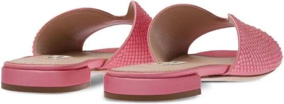 Miu crystal-embellished satin sandals Pink