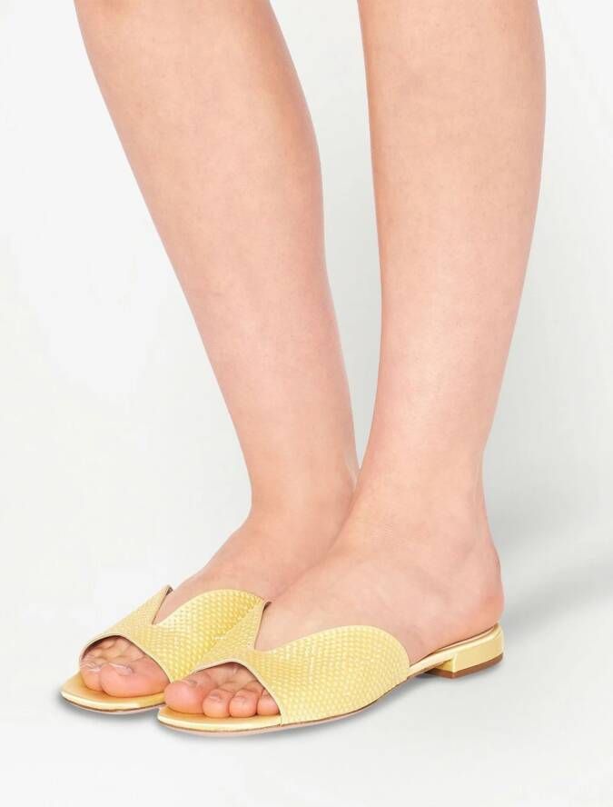 Miu crystal-embellished satin sandals Yellow