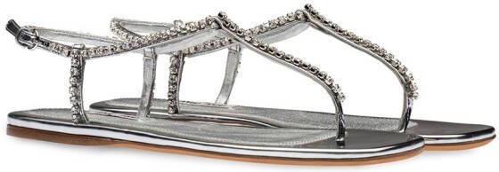 Miu crystal strap sandals Silver