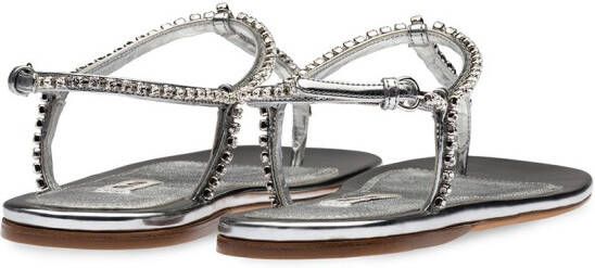 Miu crystal strap sandals Silver