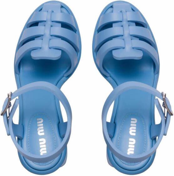 Miu EVA ankle strap 85mm sandals Blue