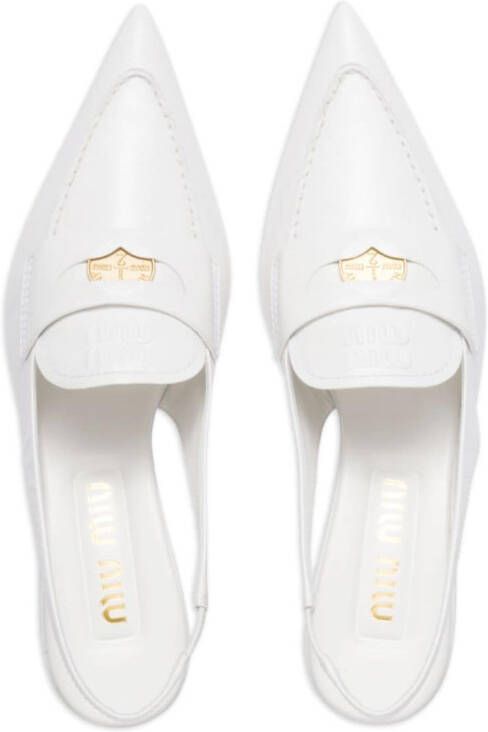 Miu leather penny 45mm loafers White