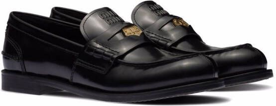Miu leather penny loafers Black