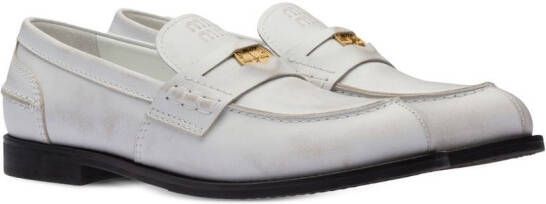 Miu leather penny loafers White