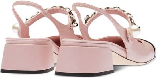 Miu leather slingback pumps Pink