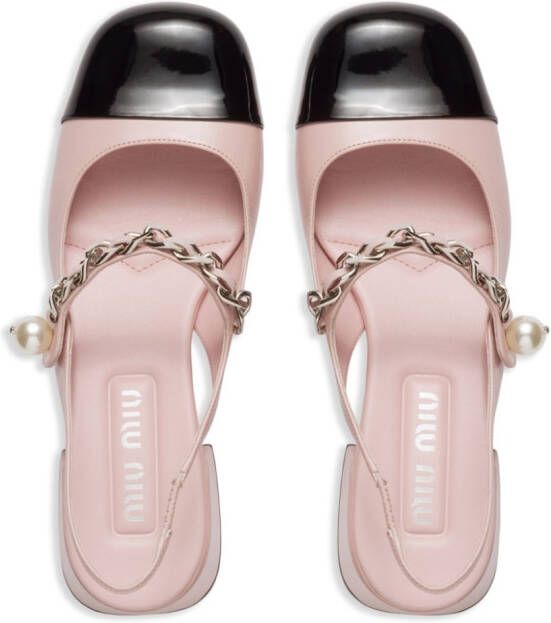 Miu leather slingback pumps Pink