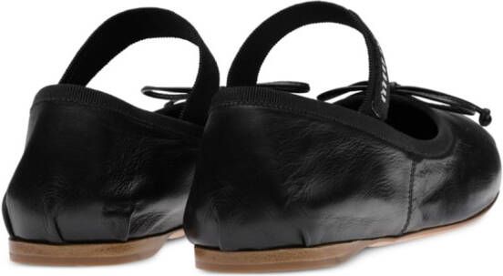 Miu logo-patch ballerina shoes Black