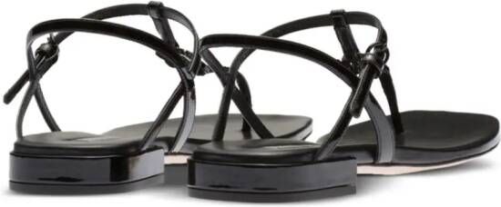 Miu logo-plaque leather flat sandals Black