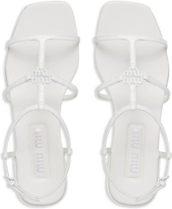 Miu logo-plaque leather flat sandals White