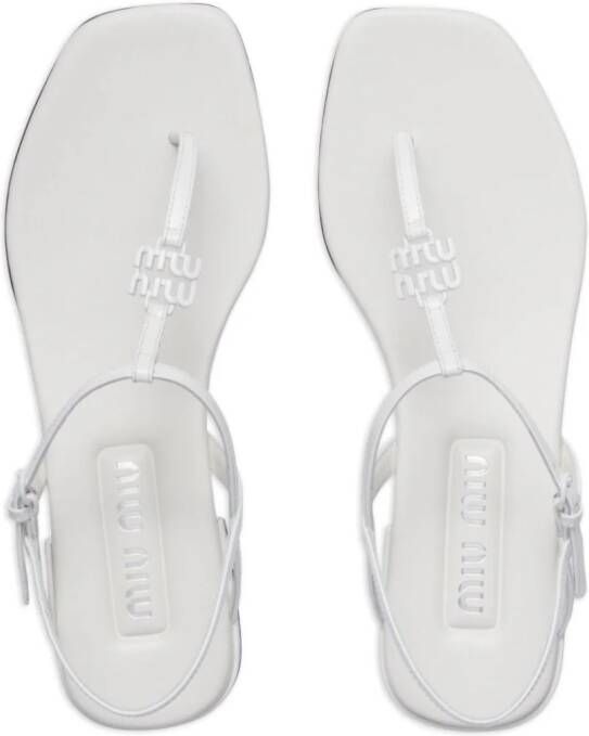 Miu logo-plaque leather flat sandals White