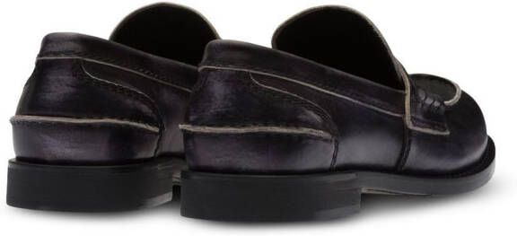 Miu logo-plaque leather loafers Black