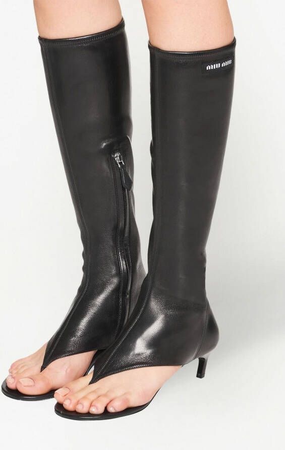 Miu low-heel thong boots Black