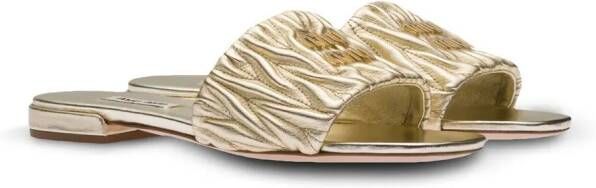 Miu matelassé nappa leather sandals Gold