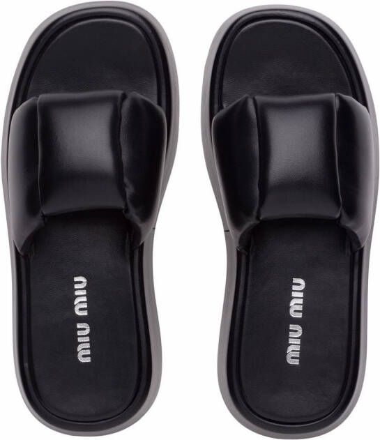 Miu padded leather sandals Black