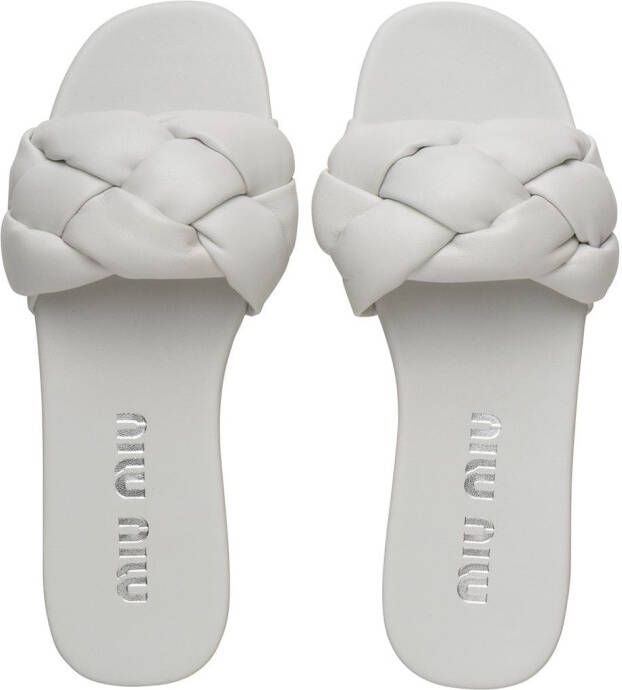 Miu padded quilted flat sandals White