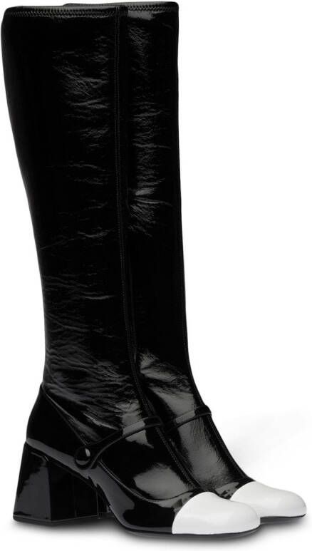 Miu patent-leather block heel boots Black