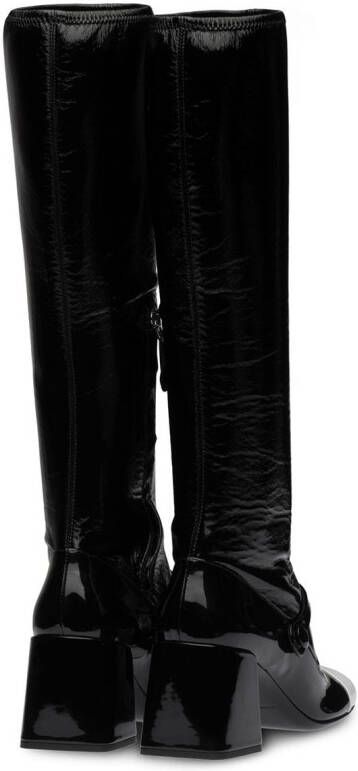 Miu patent-leather block heel boots Black