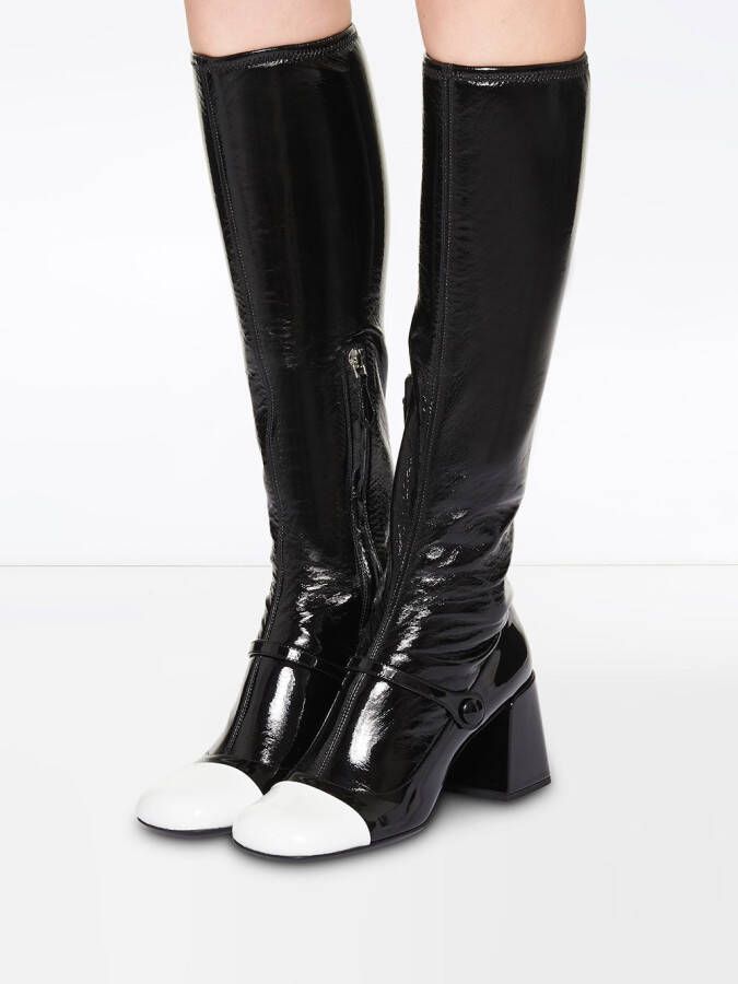 Miu patent-leather block heel boots Black