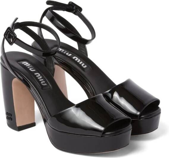 Miu patent-leather platform sandals Black